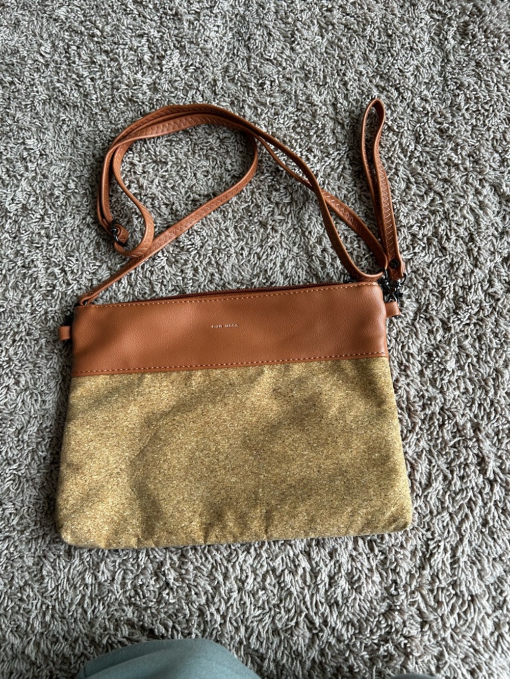 Pixie Mood Tan andCork Textured Crossbody Bag, w wristlet strap